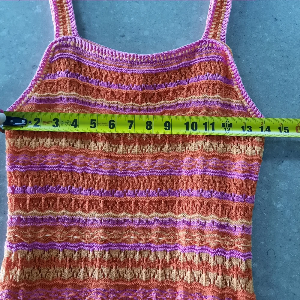 NWT Jessica Simpson Crochet Maxi Dress Size Med Orange Pink Open Knit Boho - Picture 7 of 15